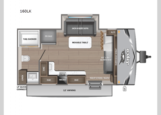 Floorplan - 2025 Jay Flight SLX 160LK Travel Trailer