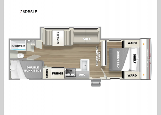 Floorplan - 2025 Avenger LE 26DBSLE Travel Trailer