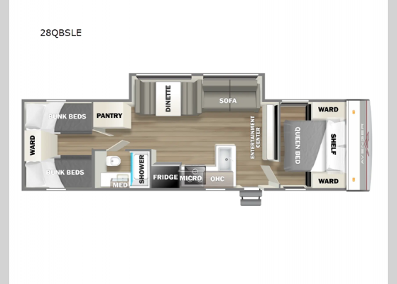 Floorplan - 2025 Avenger LE 28QBSLE Travel Trailer