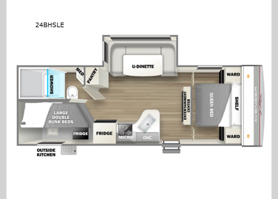 Floorplan - 2025 Avenger LE 24BHSLE Travel Trailer