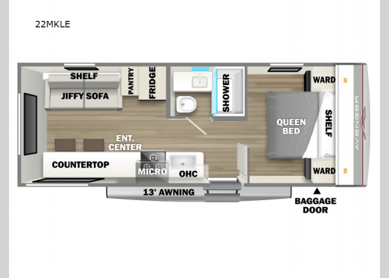 Floorplan - 2025 Avenger LE 22MKLE Travel Trailer