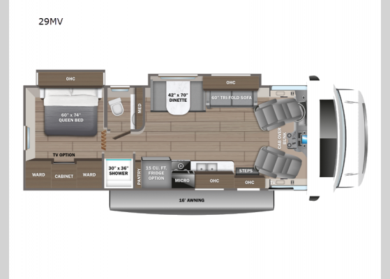 Floorplan - 2025 Greyhawk 29MV Motor Home Class C