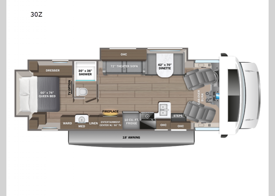 Floorplan - 2025 Greyhawk 30Z Motor Home Class C