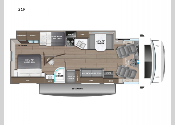 Floorplan - 2025 Greyhawk 31F Motor Home Class C