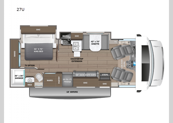 Floorplan - 2025 Greyhawk 27U Motor Home Class C