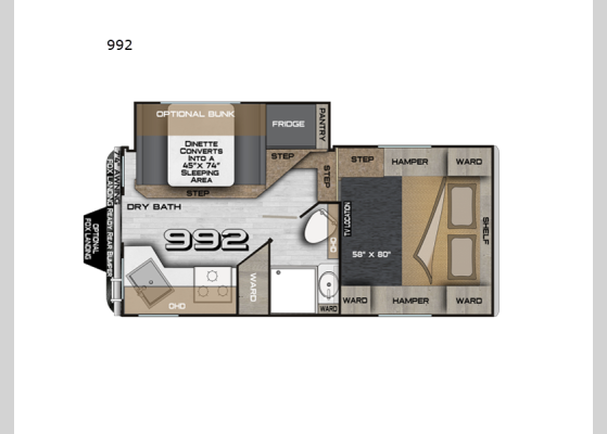 Floorplan - 2026 Arctic Fox Camper 992 Truck Camper