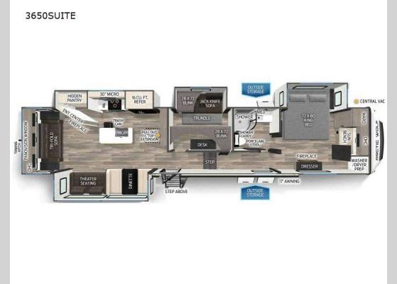 Floorplan - 2025 Cherokee Arctic Wolf Suite 3650 Fifth Wheel