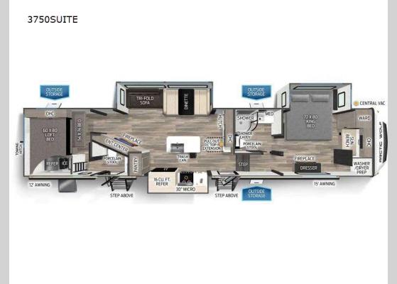 Floorplan - 2025 Cherokee Arctic Wolf Suite 3750 Fifth Wheel