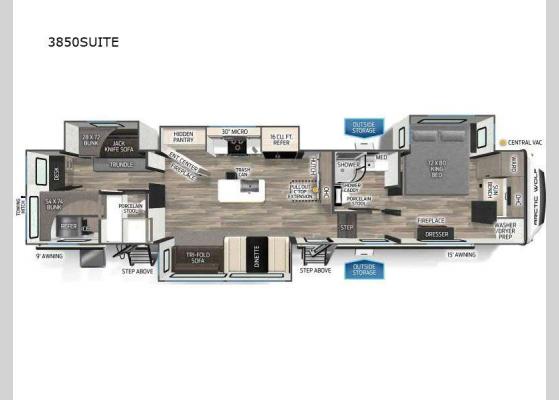 Floorplan - 2025 Cherokee Arctic Wolf Suite 3850 Fifth Wheel