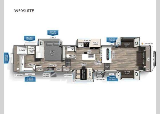 Floorplan - 2025 Cherokee Arctic Wolf Suite 3950 Fifth Wheel