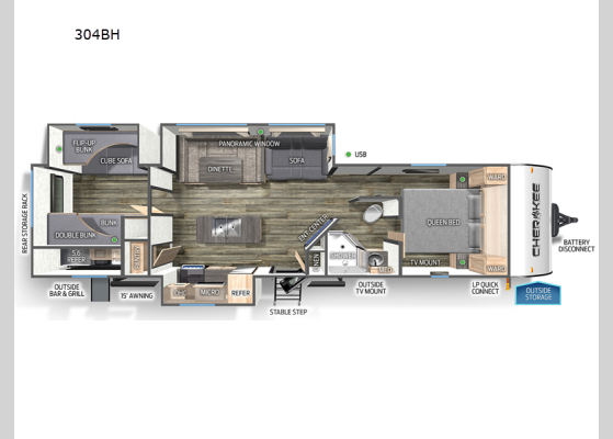 Floorplan - 2025 Cherokee 304BH Travel Trailer