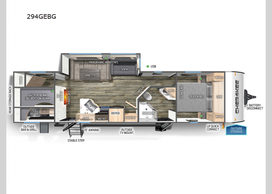 Floorplan - 2025 Cherokee 294GEBG Travel Trailer