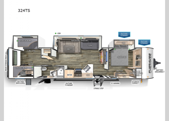 Floorplan - 2025 Cherokee 324TS Travel Trailer