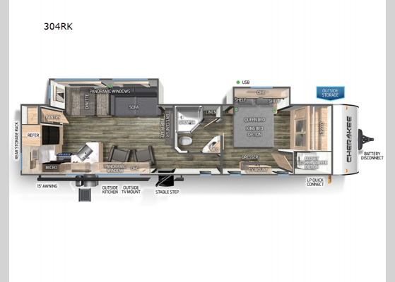 Floorplan - 2025 Cherokee 304RK Travel Trailer