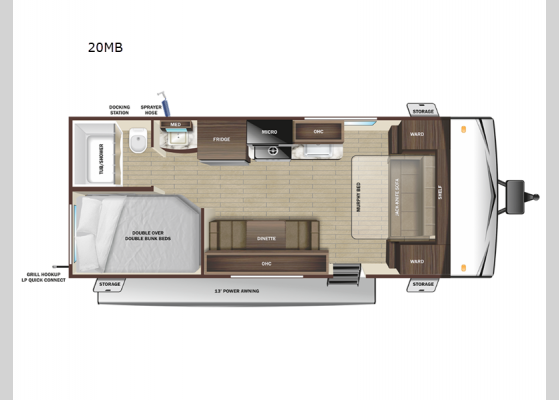 Floorplan - 2025 Autumn Ridge 20MB Travel Trailer