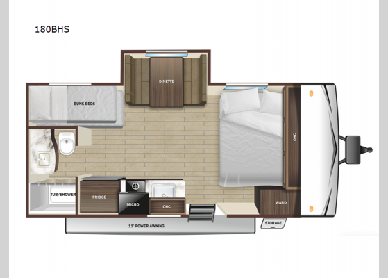 Floorplan - 2025 Autumn Ridge 180BHS Travel Trailer