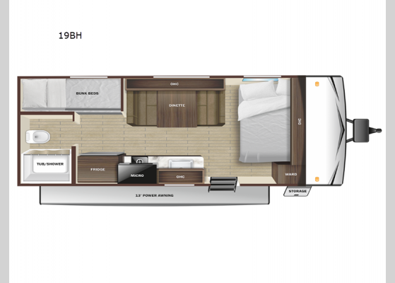 Floorplan - 2025 Autumn Ridge 19BH Travel Trailer