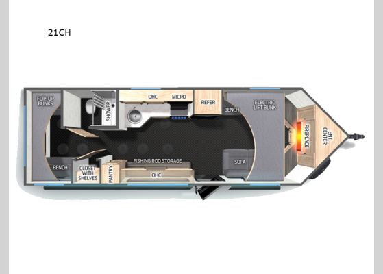 Floorplan - 2025 Cherokee Grey Wolf 21CH Fish House