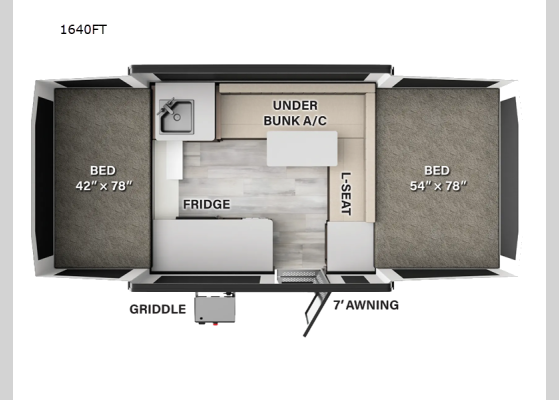 Floorplan - 2026 Rockwood Freedom Series 1640FT Folding Pop-Up Camper