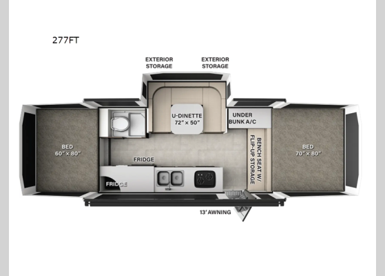 Floorplan - 2026 Rockwood Freedom Series 277FT Folding Pop-Up Camper