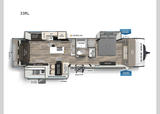 Floorplan - 2025 Cherokee Alpha Wolf 33RL Travel Trailer