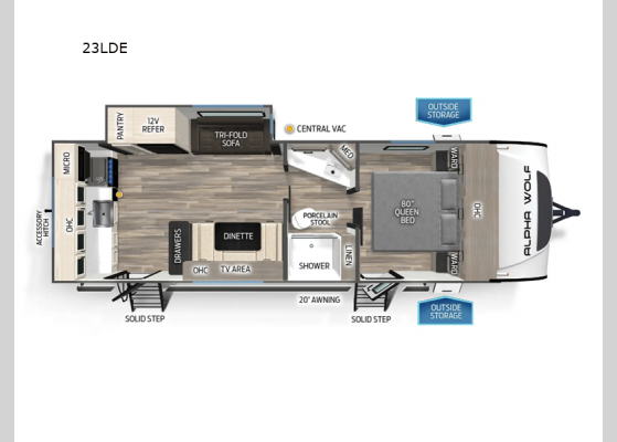 Floorplan - 2025 Cherokee Alpha Wolf 23LDE Travel Trailer