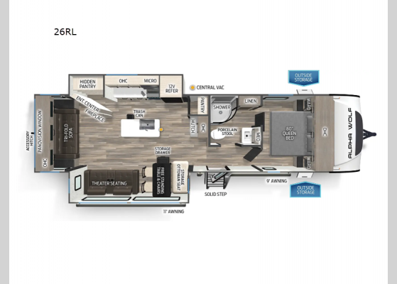 Floorplan - 2025 Cherokee Alpha Wolf 26RL Travel Trailer