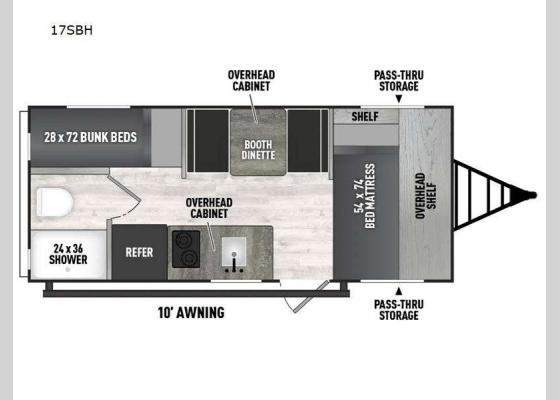 Floorplan - 2025 Viking 3K Series 17SBH Travel Trailer