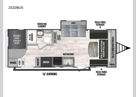 Floorplan - 2025 Viking 5K Series 252DBUS Travel Trailer