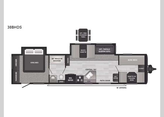 Floorplan - 2024 Hideout 38BHDS Destination Trailer