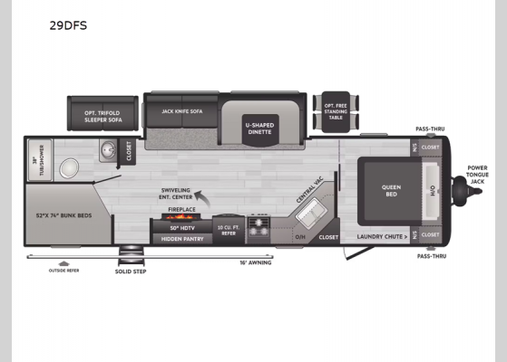 Floorplan - 2024 Hideout 29DFS Travel Trailer