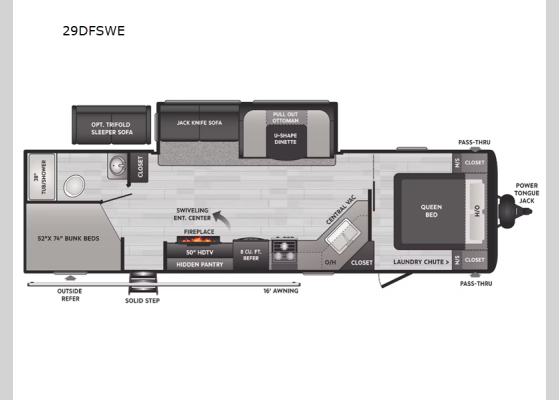 Floorplan - 2024 Hideout 29DFSWE Travel Trailer