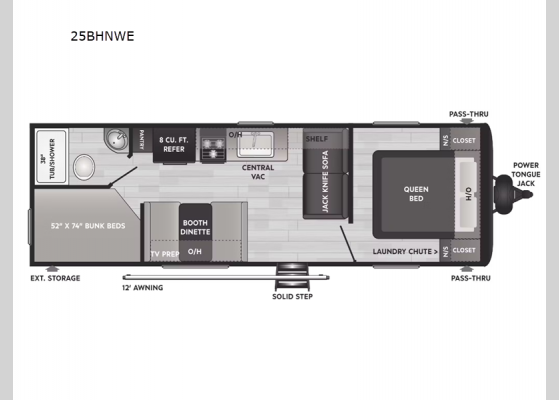 Floorplan - 2024 Hideout 25BHNWE Travel Trailer