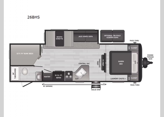 Floorplan - 2024 Hideout 26BHS Travel Trailer