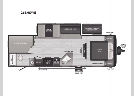 Floorplan - 2024 Hideout 26BHSWE Travel Trailer