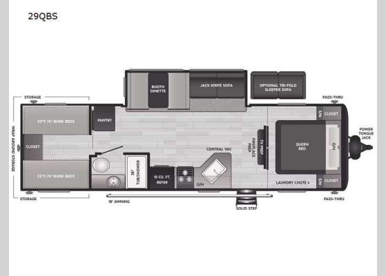 Floorplan - 2024 Hideout 29QBS Travel Trailer