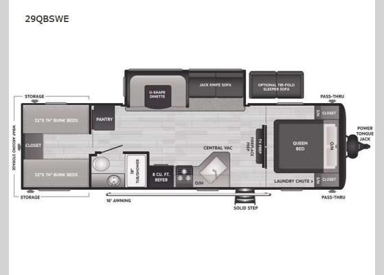 Floorplan - 2024 Hideout 29QBSWE Travel Trailer