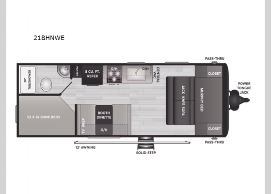 Floorplan - 2024 Hideout 21BHNWE Travel Trailer