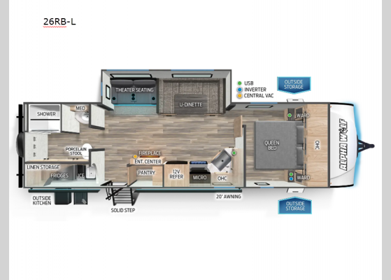 Floorplan - 2024 Cherokee Alpha Wolf 26RB-L Travel Trailer