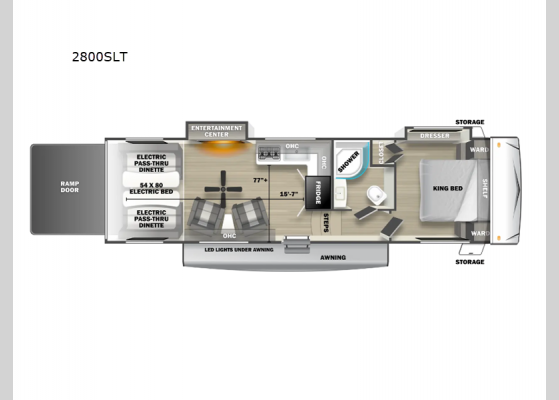 Floorplan - 2025 Stealth 2800SLT Toy Hauler Fifth Wheel