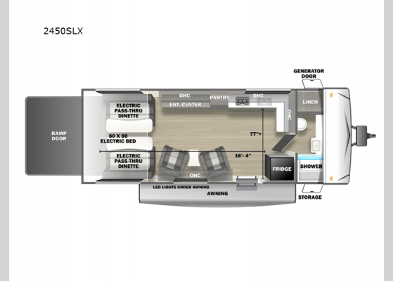 Floorplan - 2025 Stealth 2450SLX Toy Hauler Travel Trailer