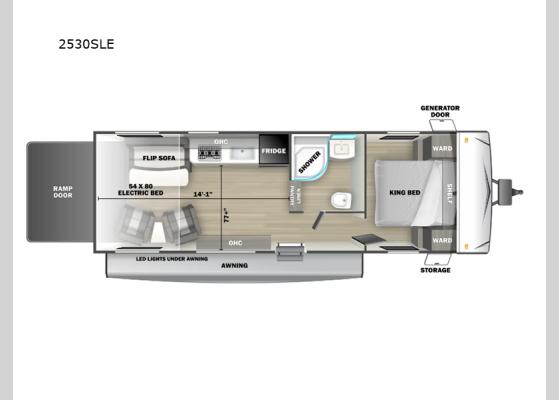 Floorplan - 2025 Stealth 2530SLE Toy Hauler Travel Trailer