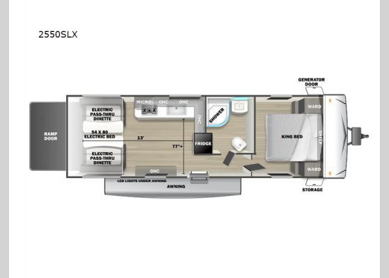 Floorplan - 2025 Stealth 2550SLX Toy Hauler Travel Trailer