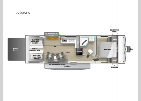 Floorplan - 2025 Stealth 2700SLS Toy Hauler Travel Trailer