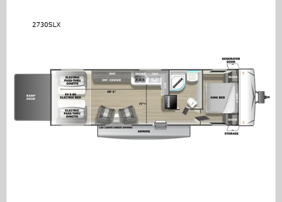 Floorplan - 2025 Stealth 2730SLX Toy Hauler Travel Trailer