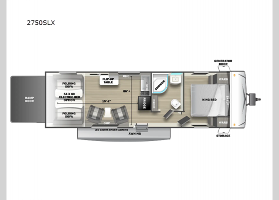 Floorplan - 2025 Stealth 2750SLX Toy Hauler Travel Trailer