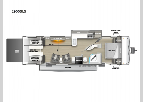 Floorplan - 2025 Stealth 2900SLS Toy Hauler Travel Trailer