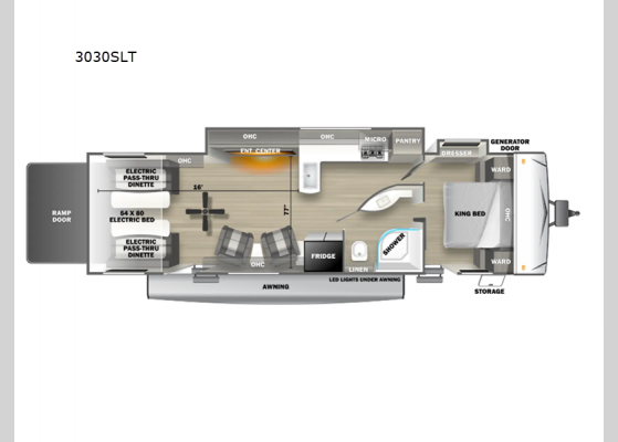 Floorplan - 2025 Stealth 3030SLT Toy Hauler Travel Trailer