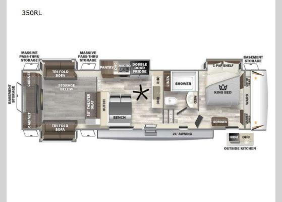 Floorplan - 2024 Sabre 350RL Fifth Wheel