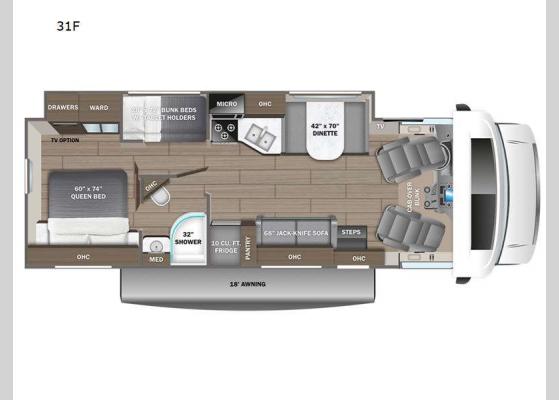 Floorplan - 2024 Esteem 31F Motor Home Class C